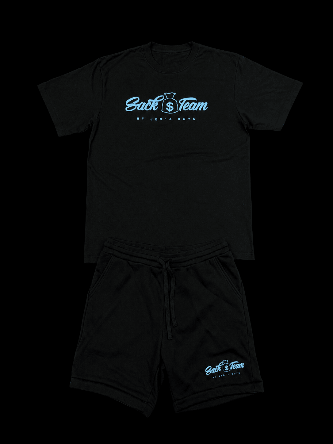 Sack 💰Team “Black/Carolina Blue” Short Set