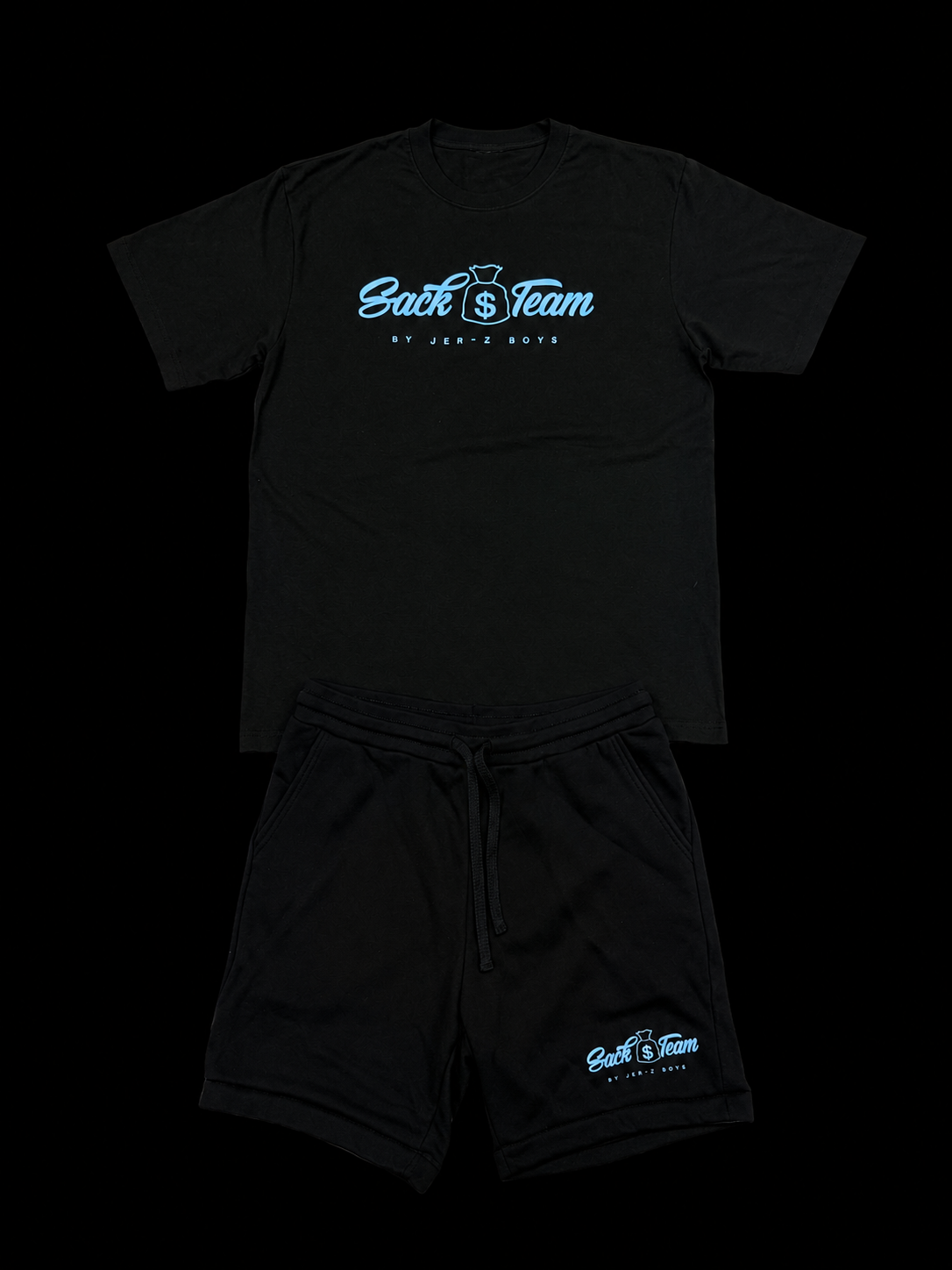 Sack 💰Team “Black/Carolina Blue” Short Set
