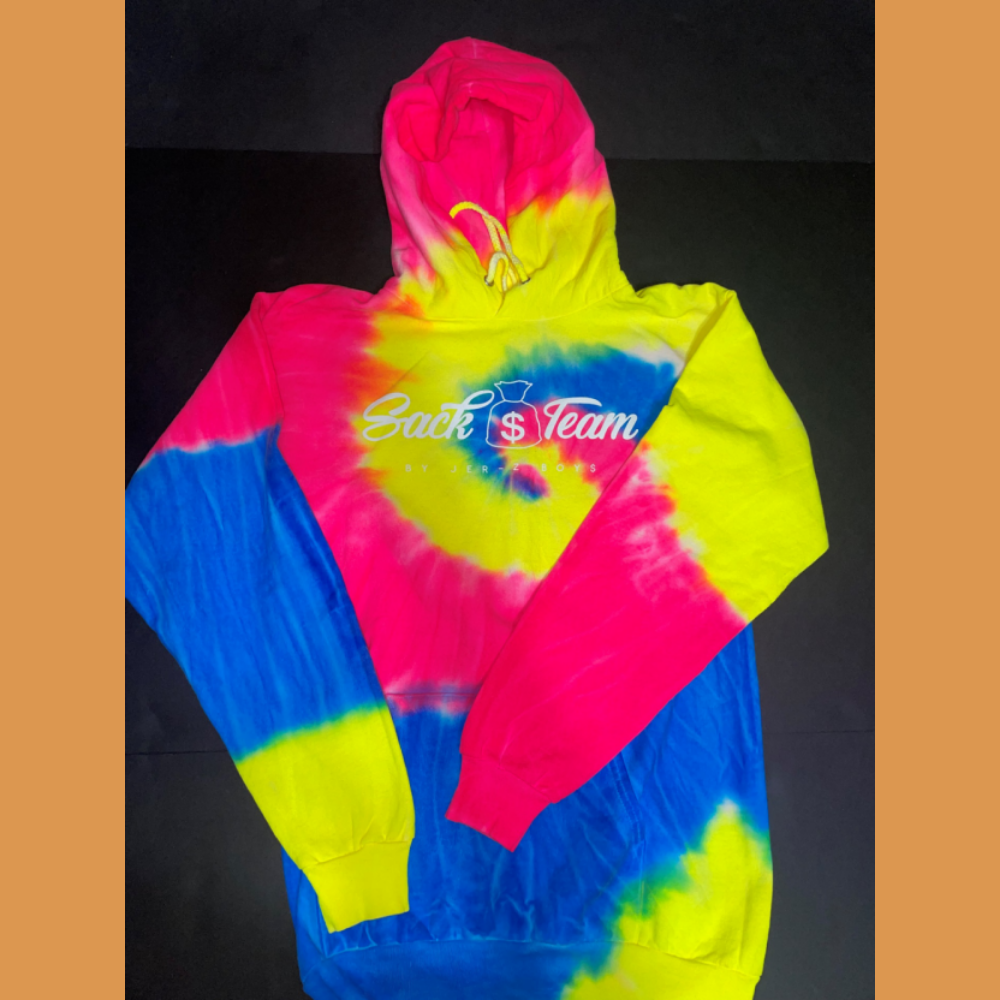 Neon Rainbow Hoodie With White Logo