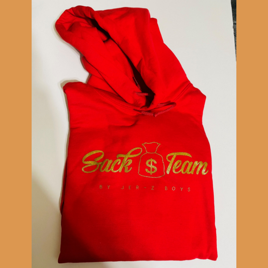 Red Hoodie With Gold Logo