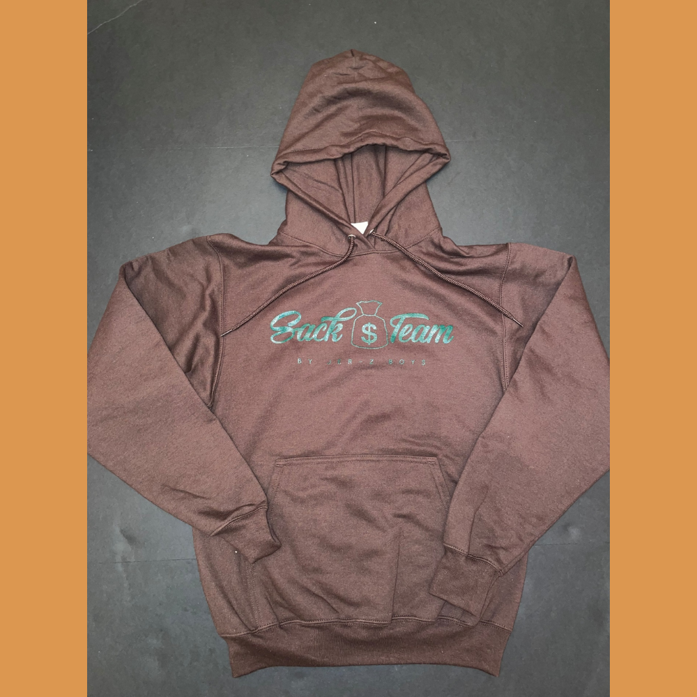 Brown Hoodie With Forest Green Logo