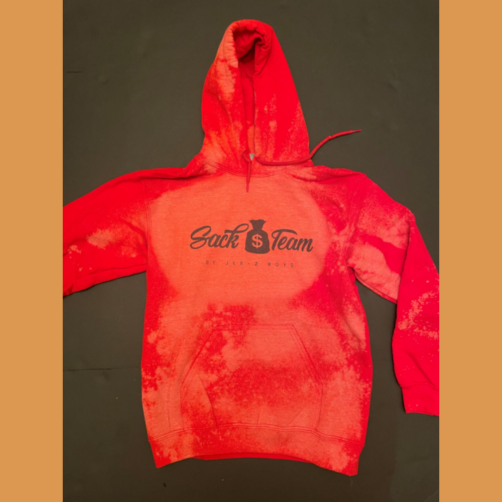 Red Bleached Hoodie With Black Logo