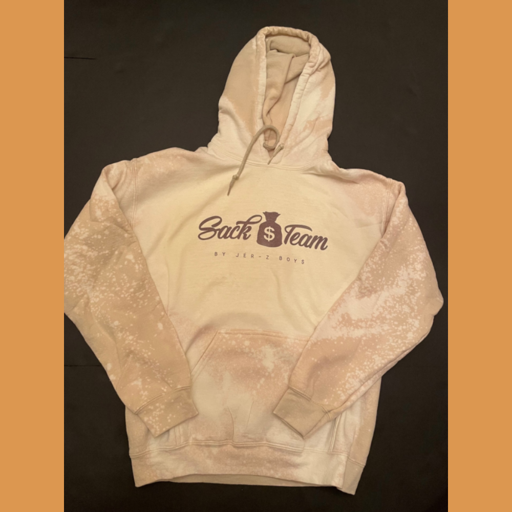 Sand Bleached Hoodie With Brown Logo