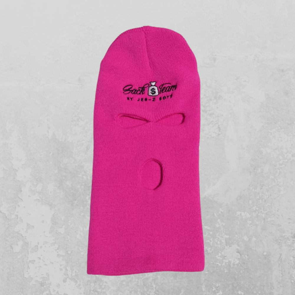 Hot Pink Ski Mask With Black Logo