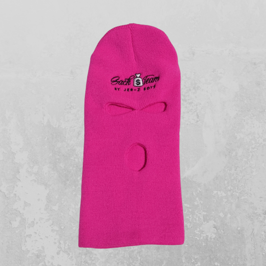 Hot Pink Ski Mask With Black Logo