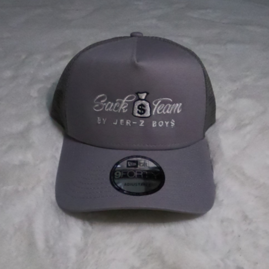 New Era Gray Trucker Hat With White Logo