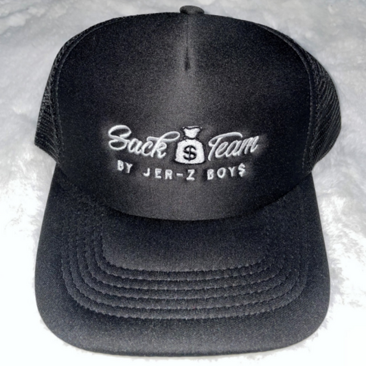 Black Trucker Hat With White Logo