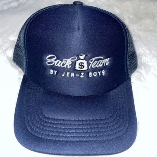 Navy Blue Trucker Hat With White Logo