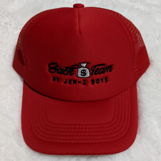 Red Trucker Hat With Black Logo